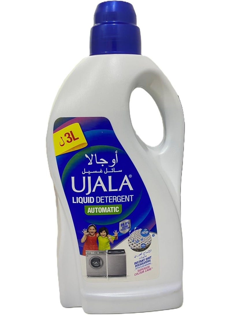 Ujala Liquid Detergent Automatic - 99.9% Germ Protection - Instant Dirt Dissolvers Effortless Washing - Superior Color Care - 3 Liters - Image 1